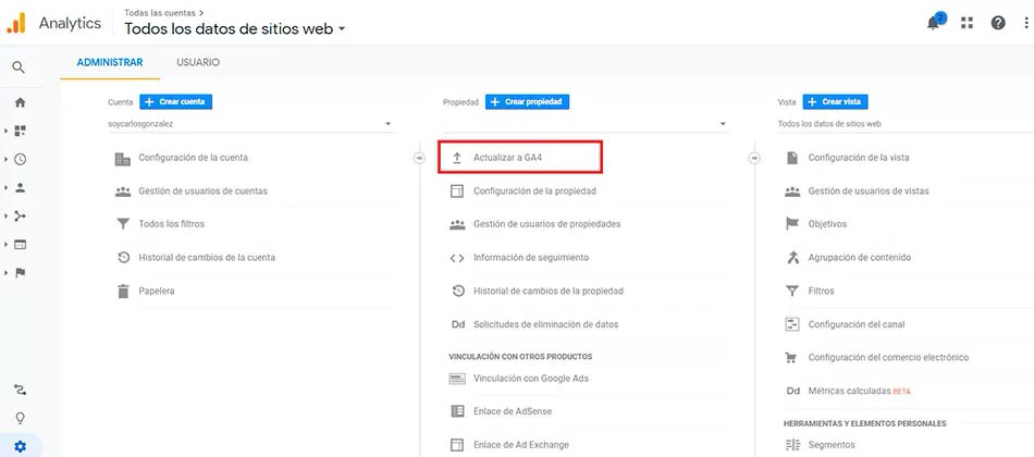 actualizar a ga4