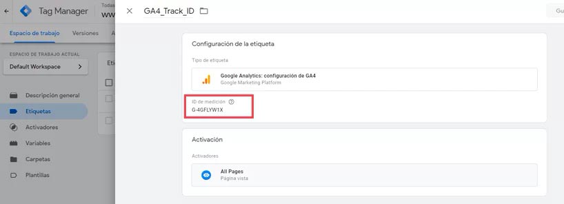 id seguimiento google analytics 4